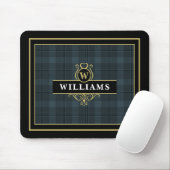 Tapis De Souris Élégant Vitre Noir Or Plaid Monogramme (Avec souris)