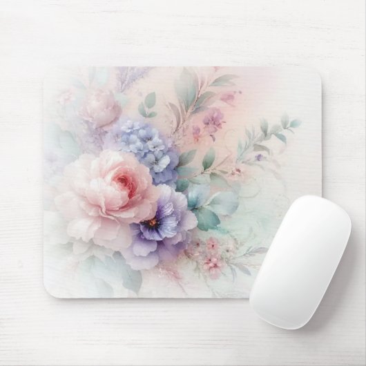 Tapis De Souris Elegant Watercolour Aquarell Flowers Trendy (Avec souris)