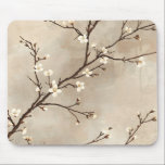 Tapis De Souris Elegant White Blossom Minimal Branch<br><div class="desc">This refined seamless pattern features delicate blossom branches flowing gracefully across the design. Thin dark branches extend in elegant lines, adorned with small white blossoms highlighted by soft golden centers, creating a light and airy botanical composition. Set against a warm neutral beige or soft taupe background with a subtle watercolor...</div>