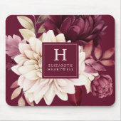 Tapis De Souris Elégante aquarelle d'ivoire de Bourgogne Monogramm (Devant)