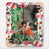 Tapis De Souris Elégante aquarelle rose florale verdure Photo (Devant)