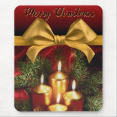 Tapis De Souris Elégante bougie et bougies en or "Joyeux Noël" (Devant)