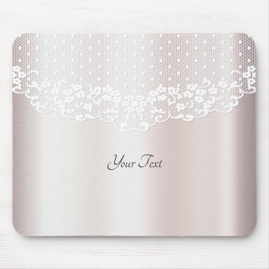 Tapis De Souris Elégante dentelle blanche florale Mousepad (Devant)