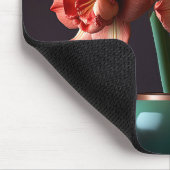 Tapis De Souris Élégante Fleur d'Amaryllis Blanc Orange (Coin)