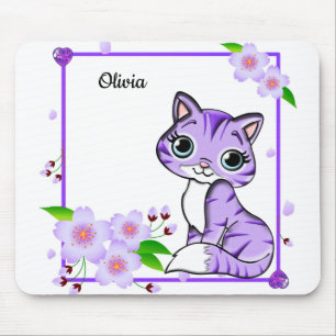 Tapis De Souris Élégante Fleur De Peine Violette Et Purple Mat Cat