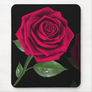 Tapis De Souris Élégante Fleur de rose rouge bordeaux