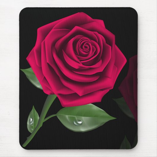 Tapis De Souris Élégante Fleur de rose rouge bordeaux (Devant)