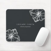 Tapis De Souris Élégante fleur d'Hibiscus argenté (Avec souris)