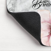 Tapis De Souris Élégante florale rose marbre noir (Coin)