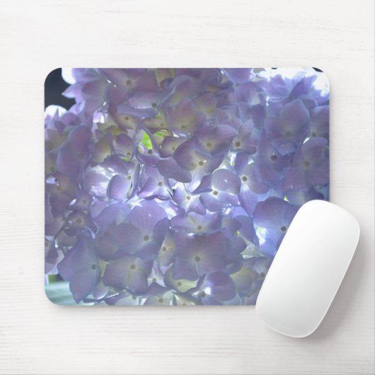 Tapis De Souris Elégante lumière douce mauve florale mauve hydrang (Avec souris)