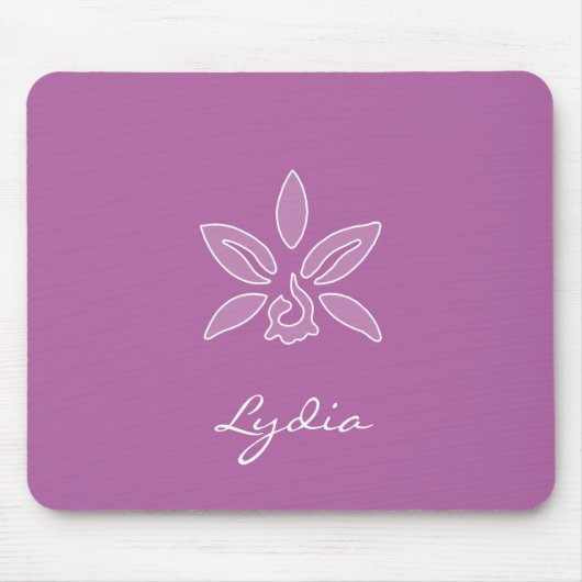 Tapis De Souris Elégante Orchidée Simple Gras Fleur pourpre Avec N (Devant)