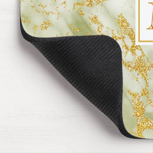 Tapis De Souris Elégante Parties scintillant en marbre vert Monogr (Coin)