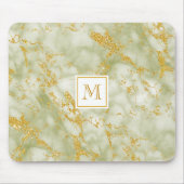 Tapis De Souris Elégante Parties scintillant en marbre vert Monogr (Devant)