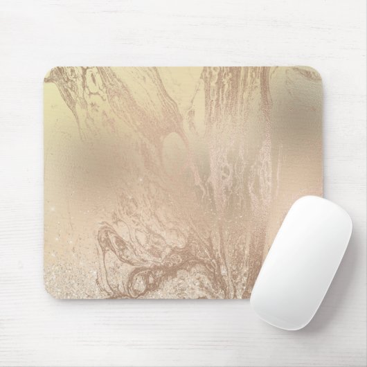 Tapis De Souris Élégante parties scintillant moderne rose en cuivr (Avec souris)