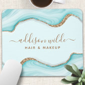 Tapis De Souris Elégante Parties scintillant Or Marbre Bleu Agate 