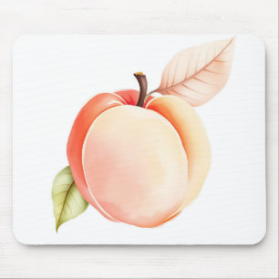 Tapis De Souris Elégante pêche aquarelle sur Arrière - plan blanc