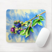 Tapis De Souris Elégante peinture à l'aquarelle de bleuet (Avec souris)
