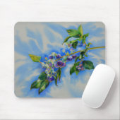Tapis De Souris Elégante peinture à l'aquarelle de bleuet (Avec souris)