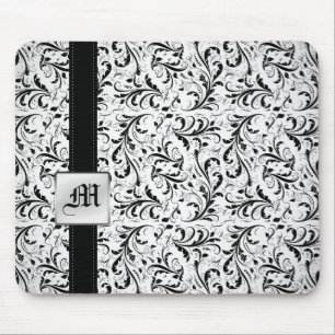 Tapis de souris élégants de monogramme de Damask