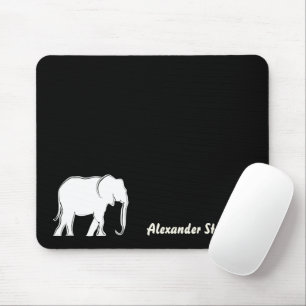 Tapis De Souris Élément Blanc Minimal Noir Monogrammé