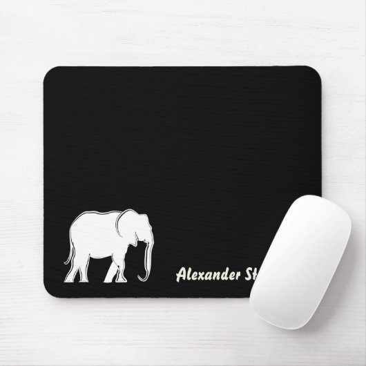 Tapis De Souris Élément éléphant blanc minimal monogrammé (Avec souris)
