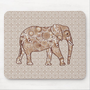 Tapis De Souris Éléphale tourbillon fractal - marron et taupe
