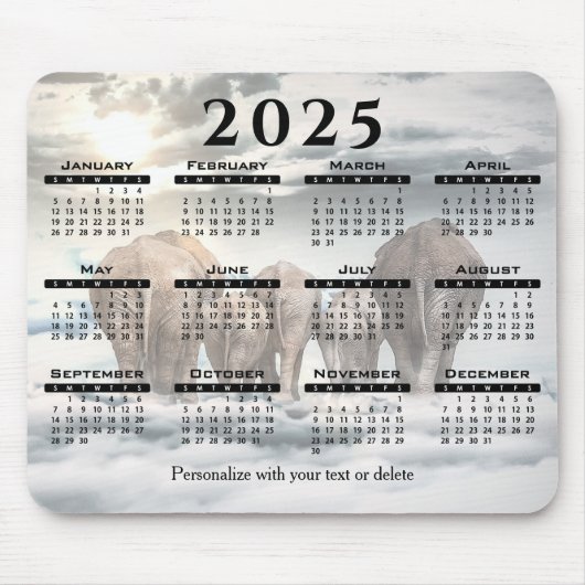 Tapis De Souris Elephant - 2024 Calendar (Devant)