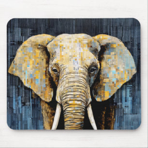 Tapis De Souris Eléphant Animal Art Décor Peinture Mosaïque