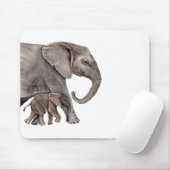 Tapis De Souris Eléphant avec bébé éléphant (Avec souris)