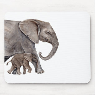 Tapis De Souris Eléphant avec bébé éléphant
