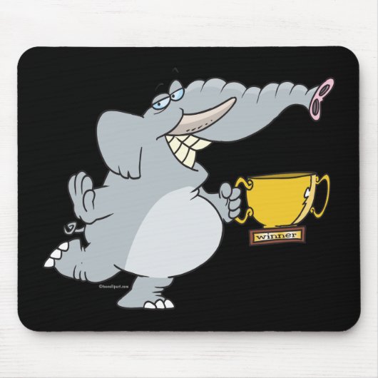 Tapis De Souris éléphant avec dessin animé trophée gagnant (Devant)