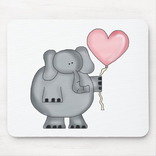 Tapis De Souris Éléphant avec le ballon de coeur (Devant)