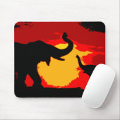 Tapis De Souris Eléphant, bébé éléphant et coucher de soleil (Avec souris)