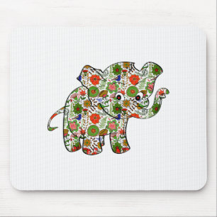 Tapis De Souris Eléphant Bébé Floral Coloré