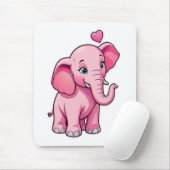 Tapis De Souris Eléphant Bébé Rose Cute Avec Amour (Avec souris)