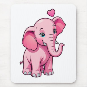 Tapis De Souris Eléphant Bébé Rose Cute Avec Amour