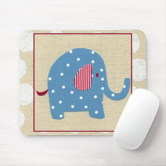 Tapis De Souris Eléphant bleu avec Pois blancs (Avec souris)