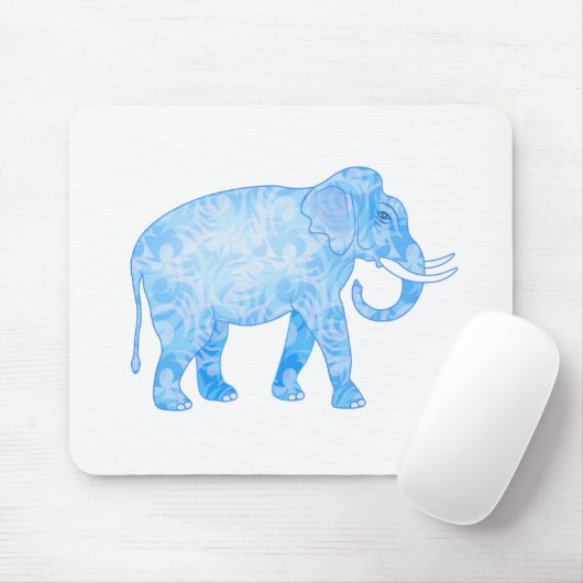 Tapis De Souris Éléphant d'Asie bleu avec le motif de fantaisie (Avec souris)
