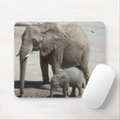 Tapis De Souris Éléphant de bébé avec la maman (Avec souris)
