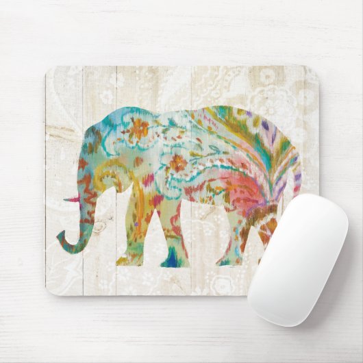 Tapis De Souris Éléphant de Boho Paisley II (Avec souris)