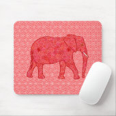 Tapis De Souris Eléphant de fleurs - rouge profond et corail (Avec souris)