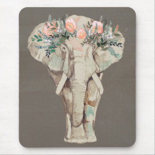 Tapis De Souris Eléphant de la Couronne de fleurs II
