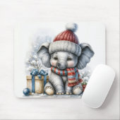 Tapis De Souris Elephant de Noël avec cadeaux (Avec souris)