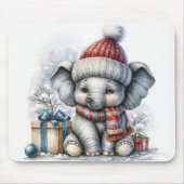 Tapis De Souris Elephant de Noël avec cadeaux (Devant)