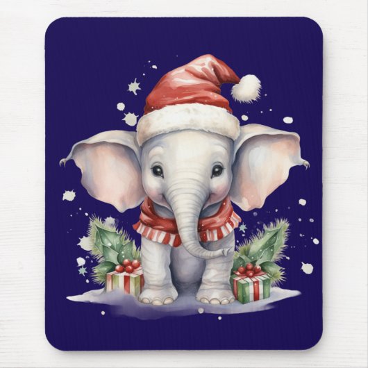 Tapis De Souris Éléphant de Noël mignon (Devant)