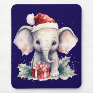 Tapis De Souris Éléphant de Noël mignon