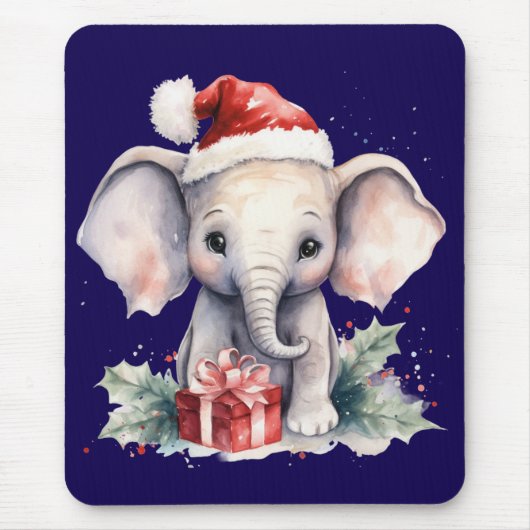Tapis De Souris Éléphant de Noël mignon (Devant)