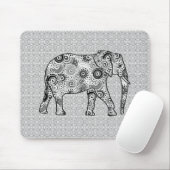 Tapis De Souris Éléphant de remous de fractale - gris, noir et (Avec souris)
