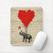 Tapis De Souris Éléphant et ballons en forme de coeur (Avec souris)