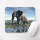 Tapis De Souris Éléphant et bébé Mousepad (Avec souris)
